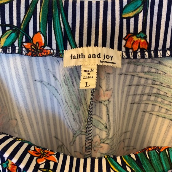 Monteau Tropical Look Flare Midi Skirt - Picture 3 of 5